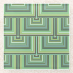 Olive green streifen quadratische Skalen Muster Glasuntersetzer