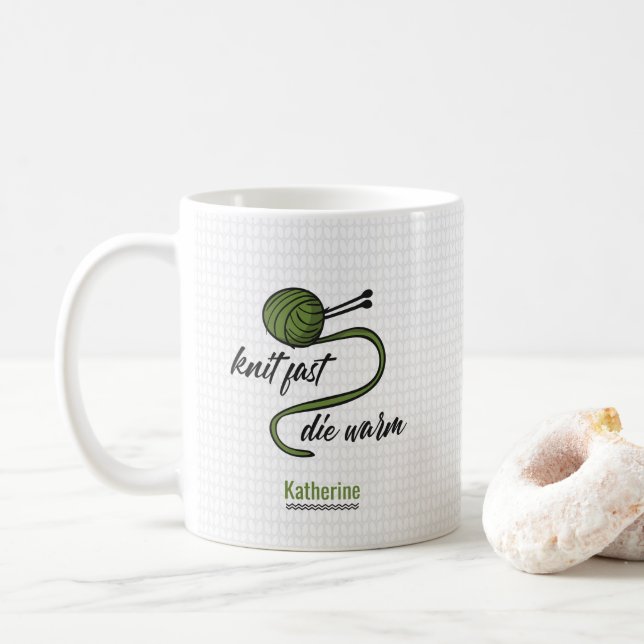 Olive Green Strick Schnell, Die Warm Kaffeetasse (Mit Donut)