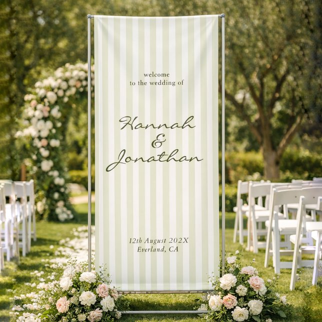 Olive Green Stripe Wedding Banner (Von Creator hochgeladen)