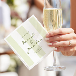 Olive Green Stripe Wedding Serviette