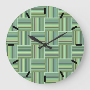 Olive green stripes weave pattern große wanduhr