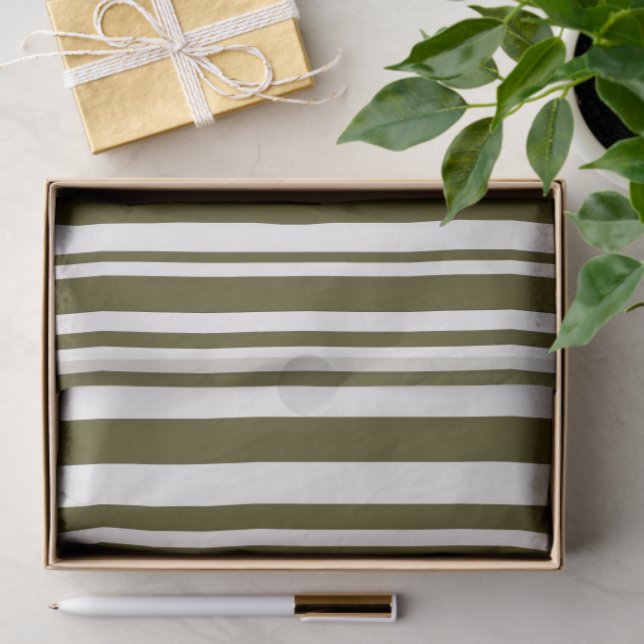 Olive Green Striping Muster Seidenpapier (Geschenk)