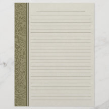 Olive Green Swirl Muster Lined Binder Paper