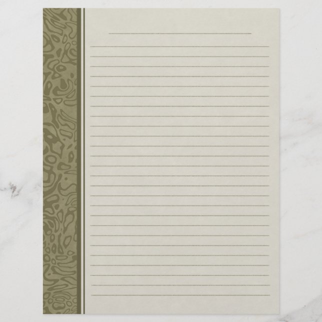 Olive Green Swirl Muster Lined Binder Paper (Vorderseite)