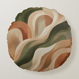 Olive Green Terracotta Abstract Round Throw Pillow Rundes Kissen