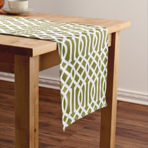Olive Green Trellis Kurzer Tischläufer