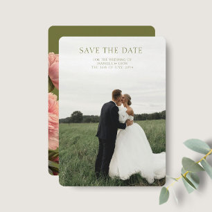 Olive Green Trendy Vintag Rose Save the Date Einladung