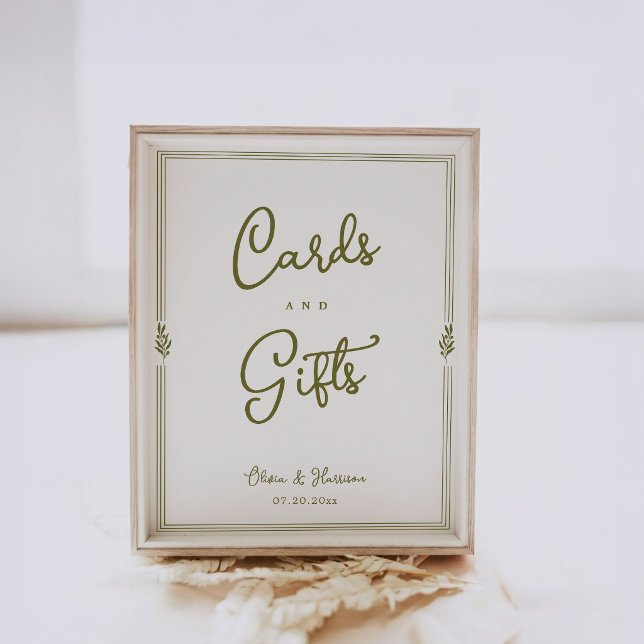 Olive Green Tuscan Elegant Cards and Gifts Sign Poster (Von Creator hochgeladen)