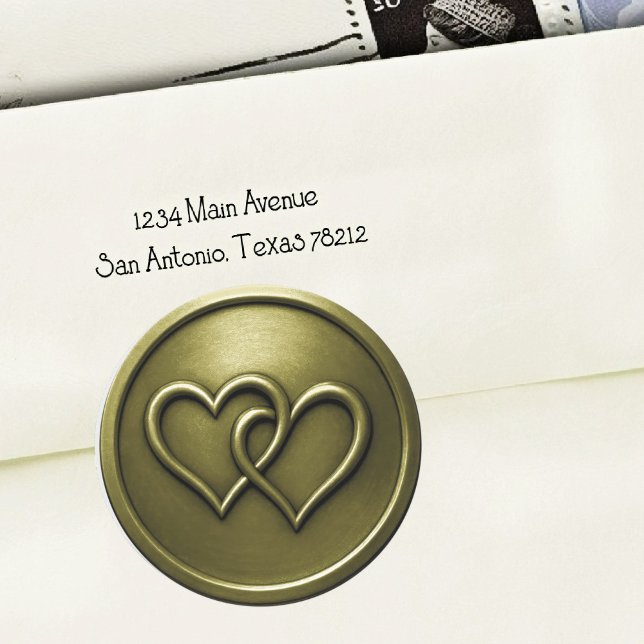 Olive Green Two Hearts Intertwined Wedding Runder Aufkleber (Von Creator hochgeladen)