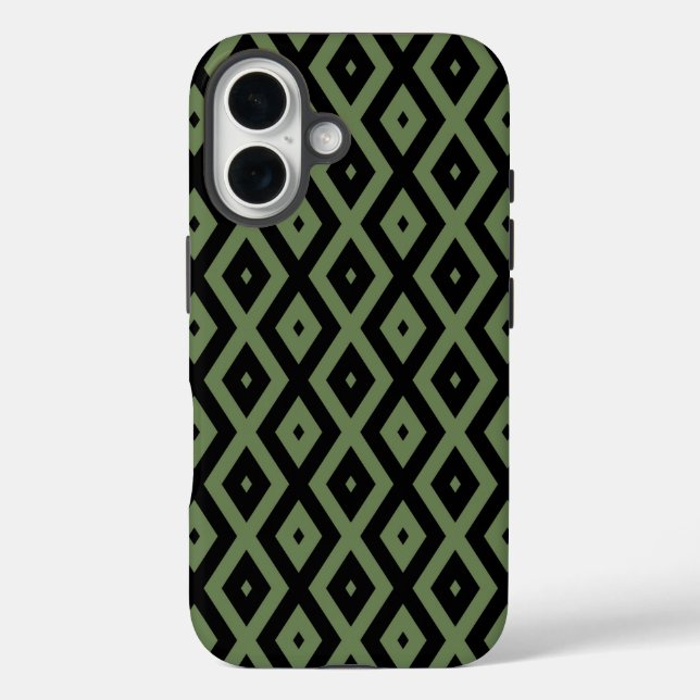 Olive-Green-und Black-Diamant-Muster Case-Mate iPhone Hülle (Rückseite)