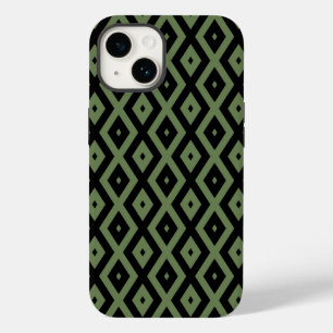 Olive-Green-und Black-Diamant-Muster Case-Mate iPhone 14 Hülle