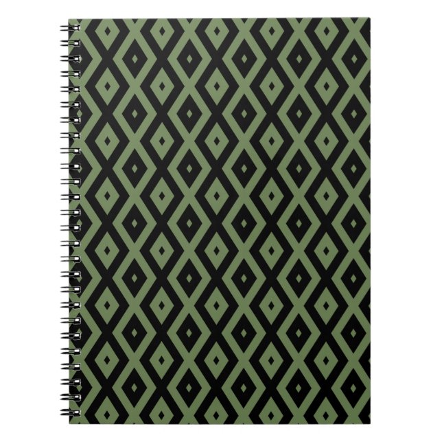 Olive-Green-und Black-Diamant-Muster Notizblock (Vorderseite)