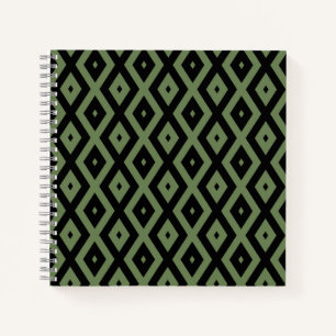Olive-Green-und Black-Diamant-Muster Notizbuch