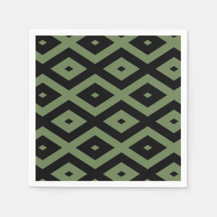 Olive-Green-und Black-Diamant-Muster Serviette
