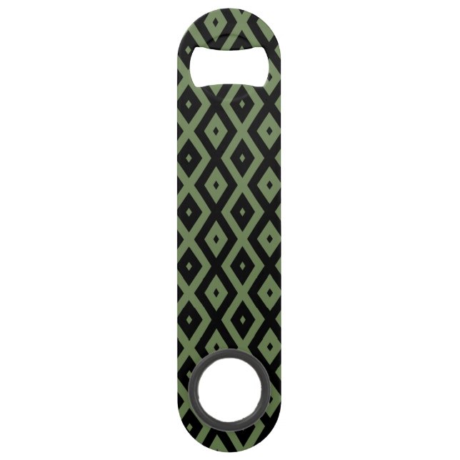 Olive-Green-und Black-Diamant-Muster Speed Flaschenöffner (Vorderseite)