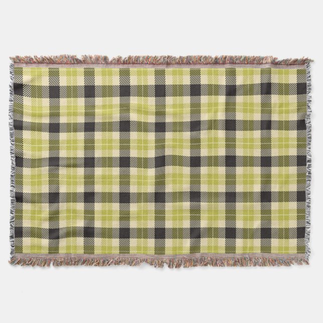 Olive Green und Black Tartan Kariert Decke (Vorderseite)
