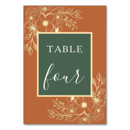 Olive Green und Terracotta Wedding Tischnummer