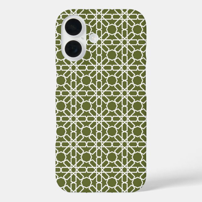 Olive green und White marokkanische Zellige Muster Case-Mate iPhone Hülle (Rückseite)