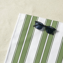 Olive Green und White Striping Strandtuch