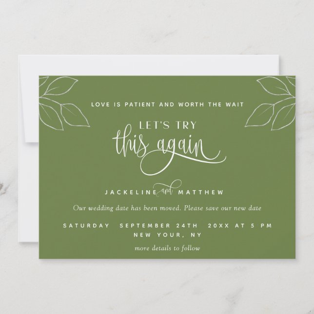 Olive Green, versuchen wir es noch einmal, Liebe i Save The Date (Vorderseite)