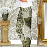 Olive Green Vintag Floral Toile Nr. 1 Leggings<br><div class="desc">Ein olivgrünes botanisches Vintages,  großformatiges Muster,  digitalisiert und eingefärbt und auf diese Performance-Leggings platziert.</div>