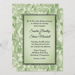 Olive Green Vintag Theme Wedding Einladung