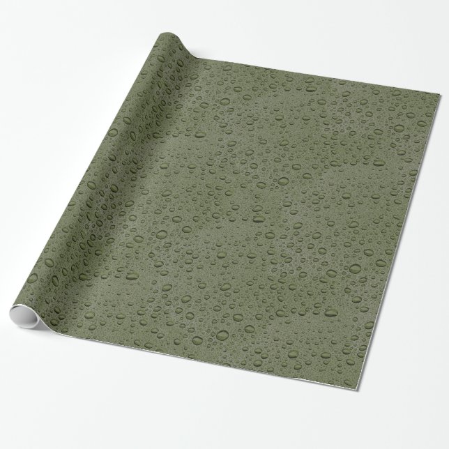 Olive-Green-Water-Tröpfchen Geschenkpapier (Ungerollt)