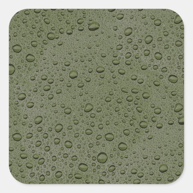 Olive-Green-Water-Tröpfchen Quadratischer Aufkleber (Vorderseite)