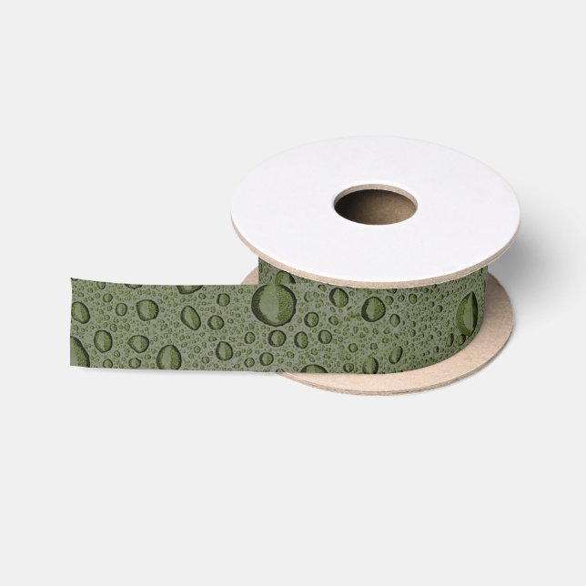 Olive-Green-Water-Tröpfchen Satinband (Spule)