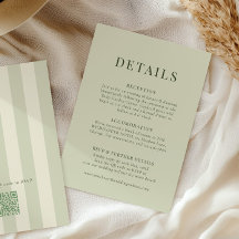 Olive Green Wedding Details Card