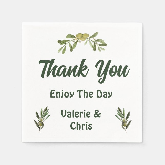 Olive Green Wedding Paper Napkin Serviette (Vorderseite)