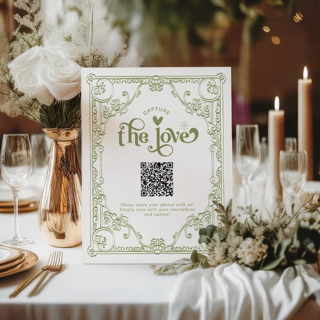 Olive Green Wedding the Liebe Foto Aktie QR Code Sockelschild (Von Creator hochgeladen)