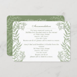 Olive Green Wedding Vintag Botanical Begleitkarte