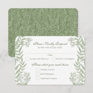 Olive Green Wedding Vintage botanische UAWG Antwor Einladung