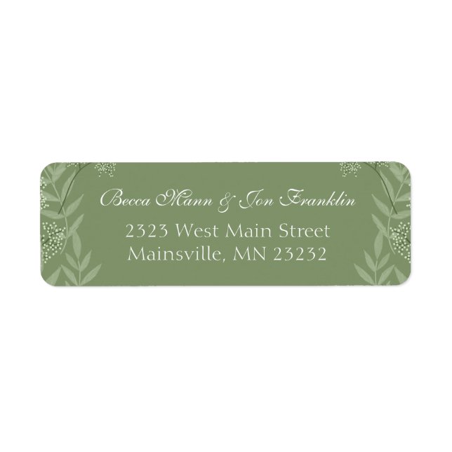 Olive Green Wedding Vintage Rücksendeadresse (Vorne)