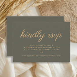 Olive Green Wedding Website Kindly UAWG RSVP Karte