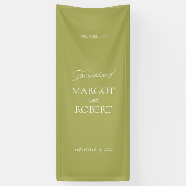 Olive Green Wedding Welcome Sign Banner (Vertikal)