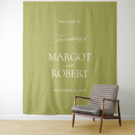 Olive Green Wedding Welcome Sign Banner Wandteppich