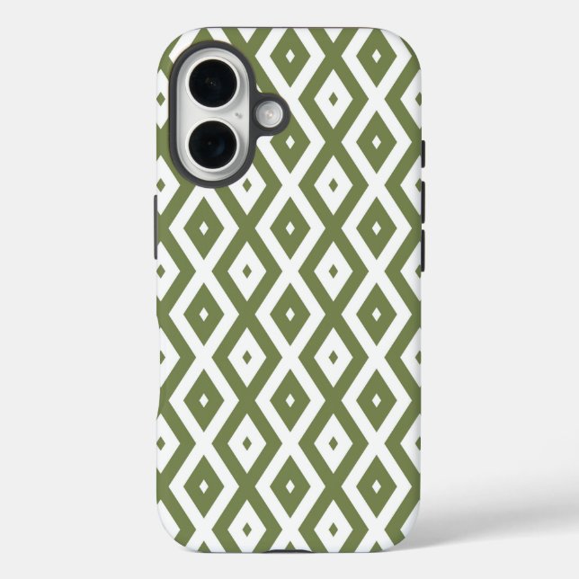 Olive-Green-White-Diamant Case-Mate iPhone Hülle (Rückseite)