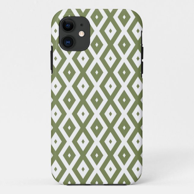 Olive-Green-White-Diamant Case-Mate iPhone Hülle (Rückseite)