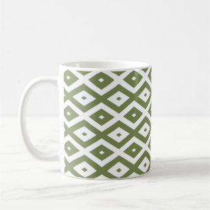 Olive-Green-White-Diamant Kaffeetasse