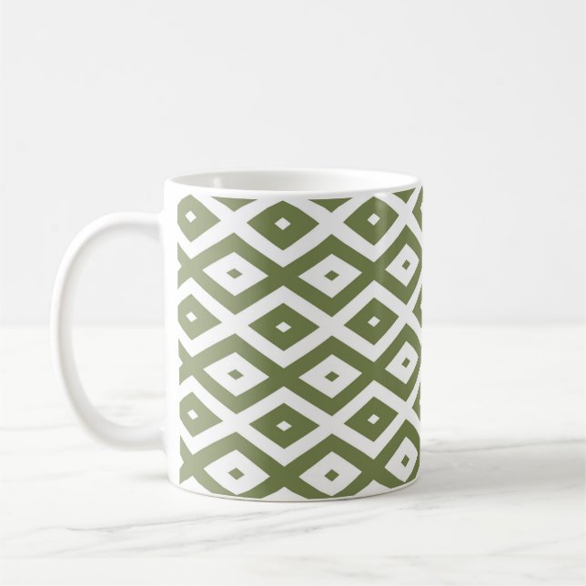 Olive-Green-White-Diamant Kaffeetasse (Links)