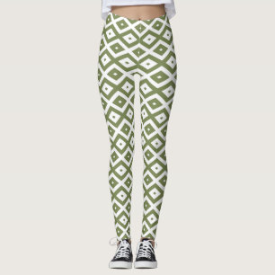 Olive-Green-White-Diamant Leggings