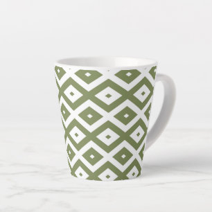 Olive-Green-White-Diamant Milchtasse