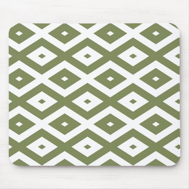 Olive-Green-White-Diamant Mousepad (Vorne)