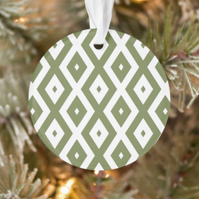 Olive-Green-White-Diamant Ornament (Baum)
