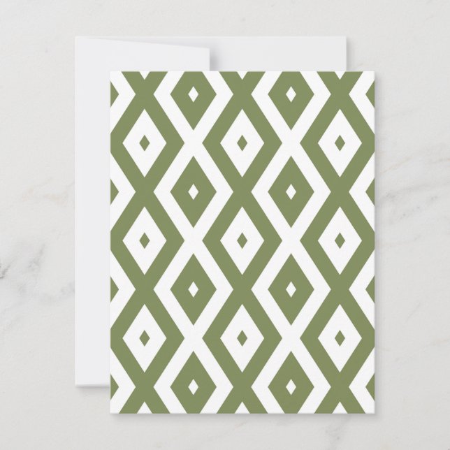 Olive-Green-White-Diamant RSVP Karte (Vorderseite)