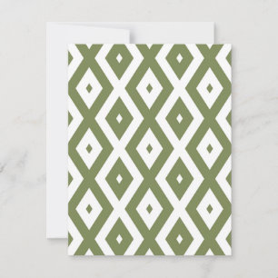 Olive-Green-White-Diamant RSVP Karte