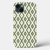 Olive-green-white diamond pattern Case-Mate iP