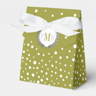 Olive green, white polka dot pattern wedding fav geschenkschachtel